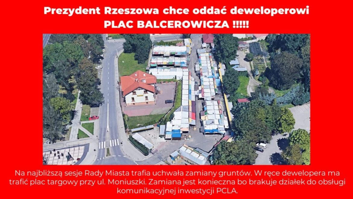 Plac Balcerowicza w ręce dewelopera?